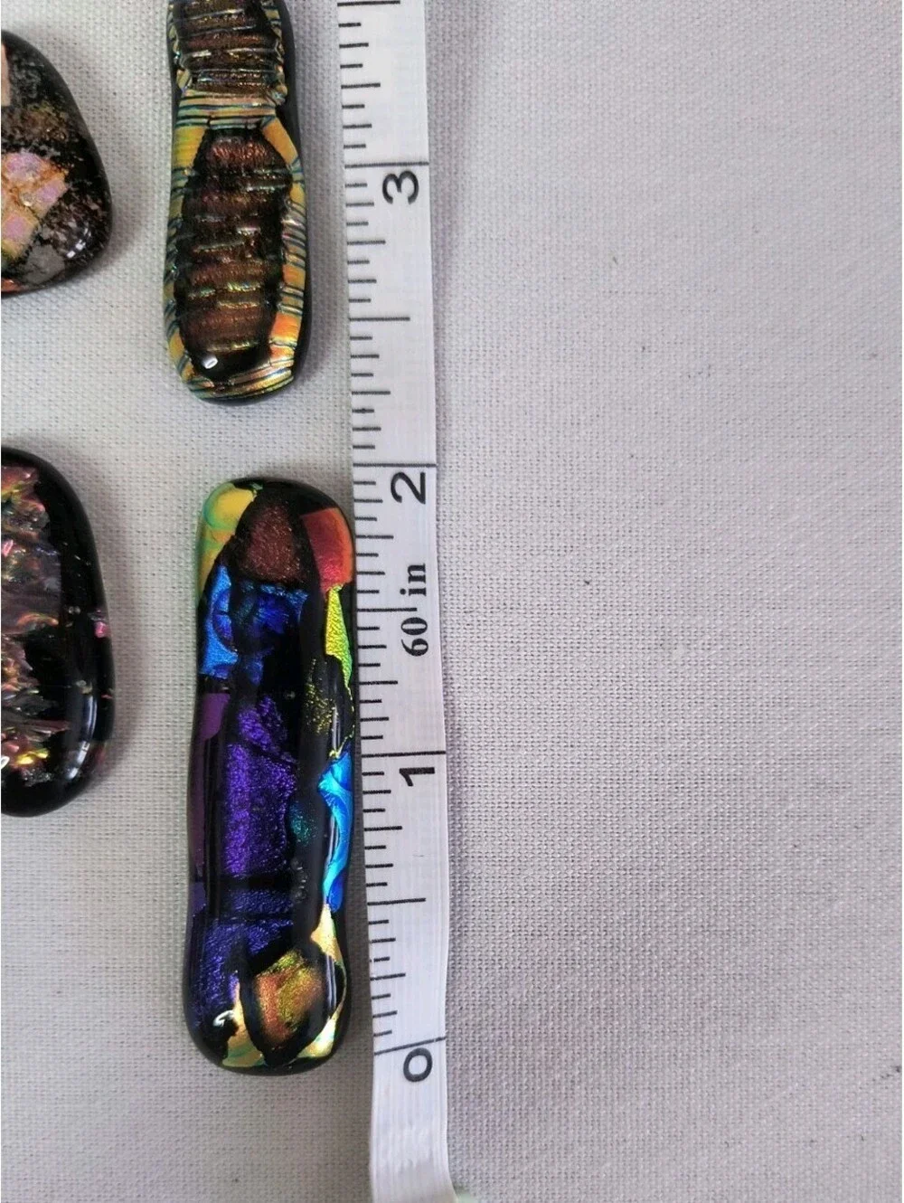 Lot Of 12 Dichroic Fused Glass Cabochons Jewelry Making Supplies